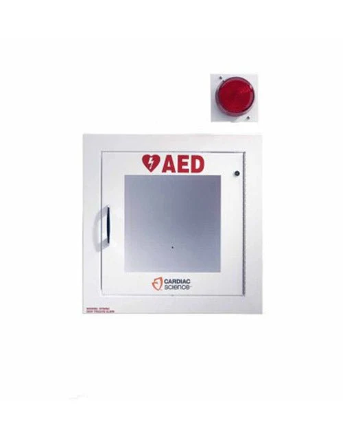 Cardiac Science AED Wall Cabinet: Fully-Recessed with Alarm & Strobe, Security Enabled