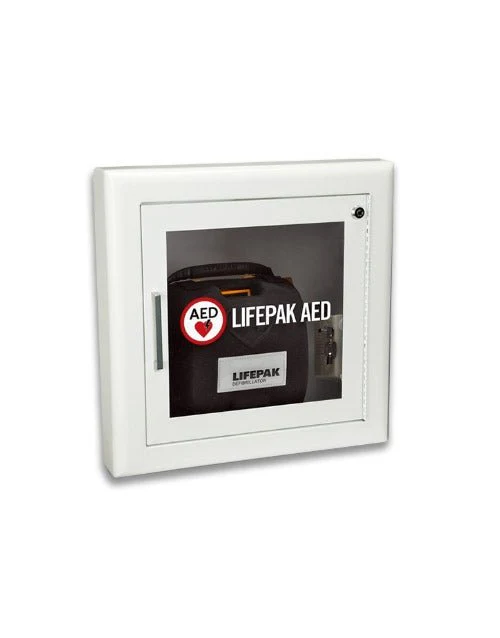 Physio-Control AED Wall Cabinet Semi-Recessed with Alarm (White)