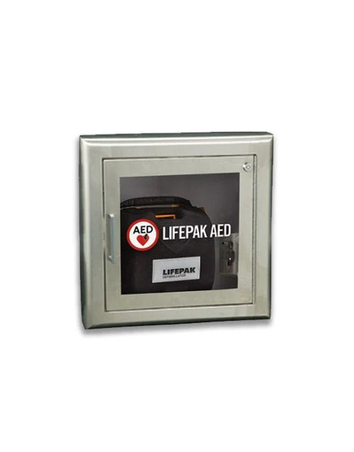 Physio-Control AED Wall Cabinet Surface Mount with Alarm and Strobe (Stainless Steel)